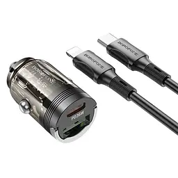 АЗП Borofone BZ29A Talented PD36W+QC3.0 (1C1A) + Type-C to Lightning Transparent black