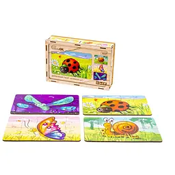 Дерев’яний дитячий пазл PuzzleOK 4 в 1 Комахи 80 елементів Puz-59557 - мініатюра 2