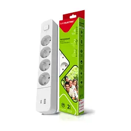 Мережевий фільтр живлення Euroelectric Х4 10А 2м USB, Type-C, White (EE-104USB/C-2M)