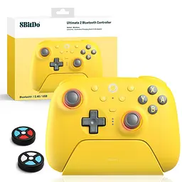 Геймпад 8BitDo Ultimate 2 Bluetooth Switch, Switch 2, ПК з Windows, TMR, Еффект Холла Жовтий - мініатюра 9