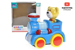 Іграшковий паровозик з ведмедиком зі звуковими та світловими ефектами Bear Train QS144 в коробці р.15х14, 6х9, 5см - мініатюра 2
