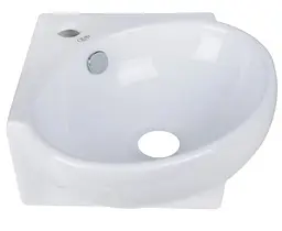 Комплект Qtap Leo N: Раковина підвісна кутова овальна 380x360x130 мм WHITE + Донний клапан PU02O (QT11115010WN47331) - мініатюра 5