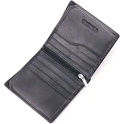 Компактний гаманець для грошей із натуральної гладкої шкіри ST Leather 19418 чорний - мініатюра 5