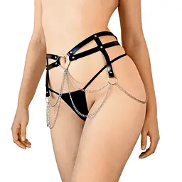 Шкіряний пояс декорований ланцюжками Art of Sex - Becky, L-2XL