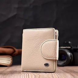 Оригінальне шкіряне портмоне з монетницею зовні для жінок ST Leather 19455 бежеве - мініатюра 10