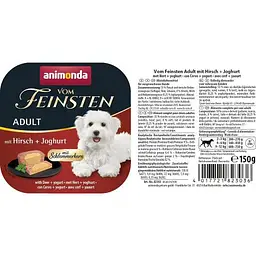 Вологий корм для собак Animonda Vom Feinsten gourme Adult with Deer + yogurt з олениною в йогурті, 150 г - мініатюра 2