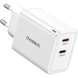 Мережевий зарядний пристрій Choetech PD Dual USB-C Charger 65W White (PD6013-EU-WH) [100842] - мініатюра 2