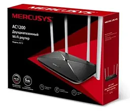 Маршрутизатор дводіапазонний Wi-Fi роутер 300+867 Мбіт/сек Ethernet 10/100 Мбіт/сек Mercusys AC12 AC1200 WiFi 5 - мініатюра 3