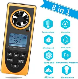 Багатофункціональний анемометр-метеостанція 0,7-30м/с -20-60°C Benetech 4,8x2,12x12,2 см hoz0010068 - мініатюра 2