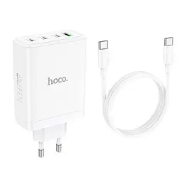 Адаптер мережевий Hoco N31 Leader four-port (3C1A) fast charger set + Type-C to Type-C кабель - мініатюра 4