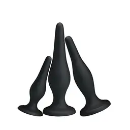 Набір анальних пробок Pretty Love Begginer Mini Anal Kit Black, 3 шт, чорний - мініатюра 5