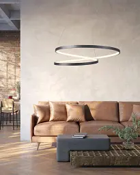 Люстра підвісна світлодіодна кругла Goldlux 328175 Zefira 60 Led 1x52W 4000K 4900Lm IP20 Антрацит - мініатюра 2