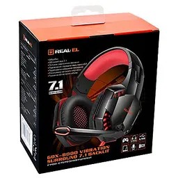 Ігрова гарнітура Real-EL GDX-8000 Vibration Surround 7.1 BackLit Black-Red (EL124100017) (GDX-8000) - мініатюра 6