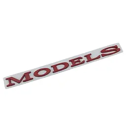Емблема напис Model S для Tesla Червона 195х18мм пластик (на скотчі)