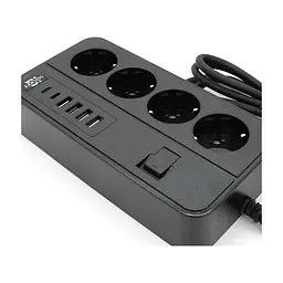 Мережевий фільтр живлення Voltronic G13, 3000W, 4 роз, 4USB 3,2А, 2 Type-C, 2м Black (YT-G13) - мініатюра 4