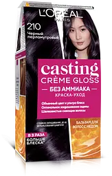 Фарба-догляд для волосся L'Oreal Paris Casting Creme Gloss відтінок 210 чорний перламутровий без аміаку 120 мл (A7295976)