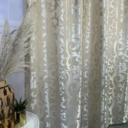 Штори жаккард "Вензель" бежеві 150х270 см, 2шт, тасьма ALBO pbe0052935 - мініатюра 7