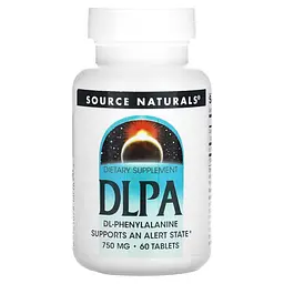 Амінокислота Source Naturals DLPA 750 mg, 60 таблеток