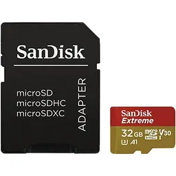 Карта пам'яті Sandisk i 32GB microSDHC V30 UHS-I U3 R100/W60MB/s Extreme Action + SD (SDSQXAF-032G-GN6AA)