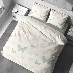 Комплект постільної білизни Lelit Євро бязь наволочки 70х70 см білий з зеленим B-1257/1 (le2000000345666) - мініатюра 4