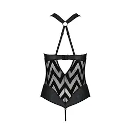 Сітчастий боді з халтером та ритмічним малюнком Passion Hima Body S/M, black