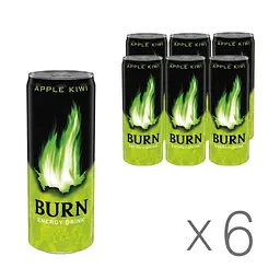 Напій енергетичний безалкогольний Burn Apple Kiwi з/б 250 мл 6 шт.