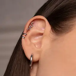 Срібна сережка для хеліксу Змія (40075) - мініатюра 2