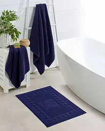 Набір турецьких махрових однотонних рушників Zeron 50х90+70х140+50х70 Dark Blue щільність 500 г/м2 - мініатюра 2