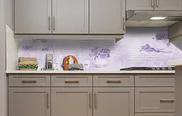 Вініловий кухонний фартух Бузкова абстракція наклейка для кухні квіти текст 60х300 см Happy Pocket Z181537 - мініатюра 5