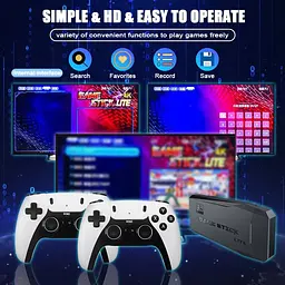 Ігрова приставка GameStick M8 Pro 2.4G Біло-чорний, HDMI-приставка для телевізора з бездротовими джойстиками - мініатюра 9