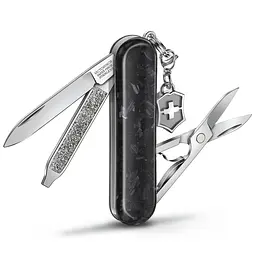 Ніж Victorinox Classic Brilliant Карбоновий 58мм,5функ,карбон + брелок-лого