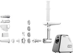 М'ясорубка Ardesto MGA-2300W, White/Black, 2300Вт, 4 диски, соковижималка для томатів та ягід, насадки домашніх ковбасок та кеббе, реверс, 2.2кг/хв - мініатюра 2