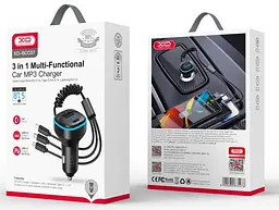 Автомобільний зарядний пристрій XO BCC07 USB-A/USB-C 3.1A FM ​​Transmitter with Lightning/MicroUSB/Type-C cable Чорний - мініатюра 2