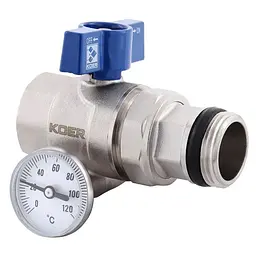 Кран з американкою "антипротечка" з термометром прямий Koer KR.1032-Gi - 1" KR2893