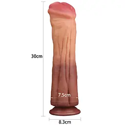 Фалоімітатор - Dual-Layered Silicone Cock 12" Brown - мініатюра 8