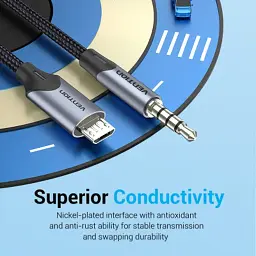 Кабель мультимедійний Micro 5P M to 3.5mm M 1.0m (4pin) black Vention (BDGBF) - мініатюра 5