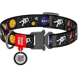 Нашийник для тварин WAUDOG Nylon з QR паспортом NASA металічна пряжка-фастекс S (5119)