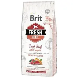 Сухий корм Brit Fresh для цуценят та молодих собак великих порід, з яловичиною та гарбузом, 12 кг