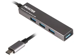 Мультипортовий адаптер Maxxter USB Type-C 4хUSB3.0 Dark Grey (HU3C-4P-02)