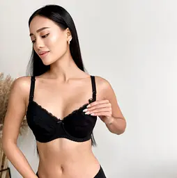 Класичний бюстгальтер для вагітних і годуючих мам з гнучкою кісточкою 75C Мамин Дім Чорний 844 - мініатюра 4