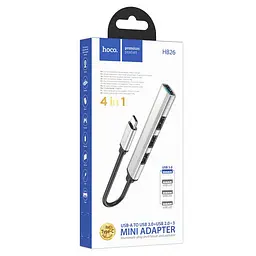 USB хаб HOCO HB26, адаптер Type C на USB з розширенням портів та підтримкою OTG, сірий - мініатюра 3