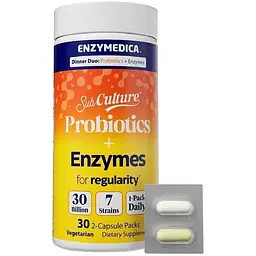 Пробіотики з ферментами для роботи кишківника Enzymedica Probiotics and Enzymes for Regularity 30 вегетаріанських капсул