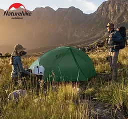 Намет надлегкий двомісний Star-River 2 Updated Naturehike (NH17T012-T, 210T) з футпринтом - темно‑зелений, Темно-зелений, Зелений - мініатюра 5