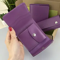 Подарунковий жіночий набір Handycover №54 (фіолетовий) гаманець + ключниця + обкладинка на паспорт - мініатюра 5