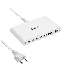 Мережевий зарядний пристрій Gan 5pro YMS-455W 2Type-C-100W+3Type-C-65W+2USB30W Білий (2889245123) - мініатюра 2