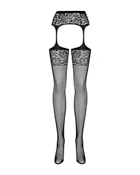 Сітчасті панчохи-стокінги з імітацією гартерів Obsessive Garter stockings S500S/M/L, чорні - мініатюра 4