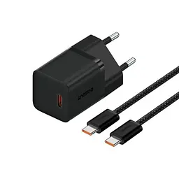 Мережевий зарядний пристрій Baseus GaN5 Fast Charger(mini) 1C 30W EU Cable Type-C to Type-C 1m чорний P10110902113-00