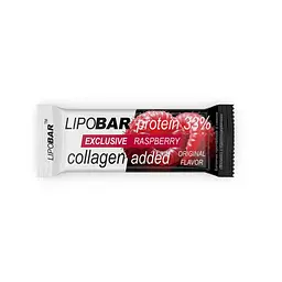 Батончик LipoBar Exclusive Protein Bar, 50 грам збагачений біоактивним колагеном Peptan - Малина