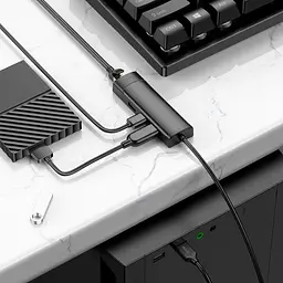 Адаптер конвертер - перехідник Hoco Ethernet (LAN 100 mbit) HB42 Usb на 4 порти (3 Usb 2.0 + RJ45) - мініатюра 5
