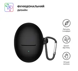 Силіконовий чохол для навушників JBL FreeBuds 5, Hang Case, чорний, ультратонкий захисний кейс товщиною 2 мм, захист від подряпин, пилу та ударів, компактний, з карабіном для кріплення, ArmorStandart (ARM80459) - мініатюра 2